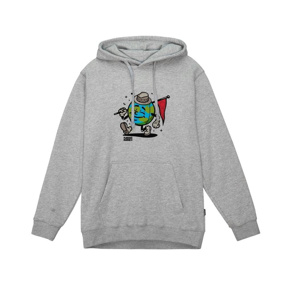 FLORENCE MARINE X MISTER GLOBE Hoodie Sweatshirt Men's Gray Save the Earth NWT